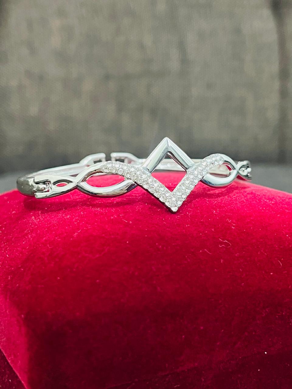 Crystal Geometric Silver Bracelet - Mahroosh Jewellery