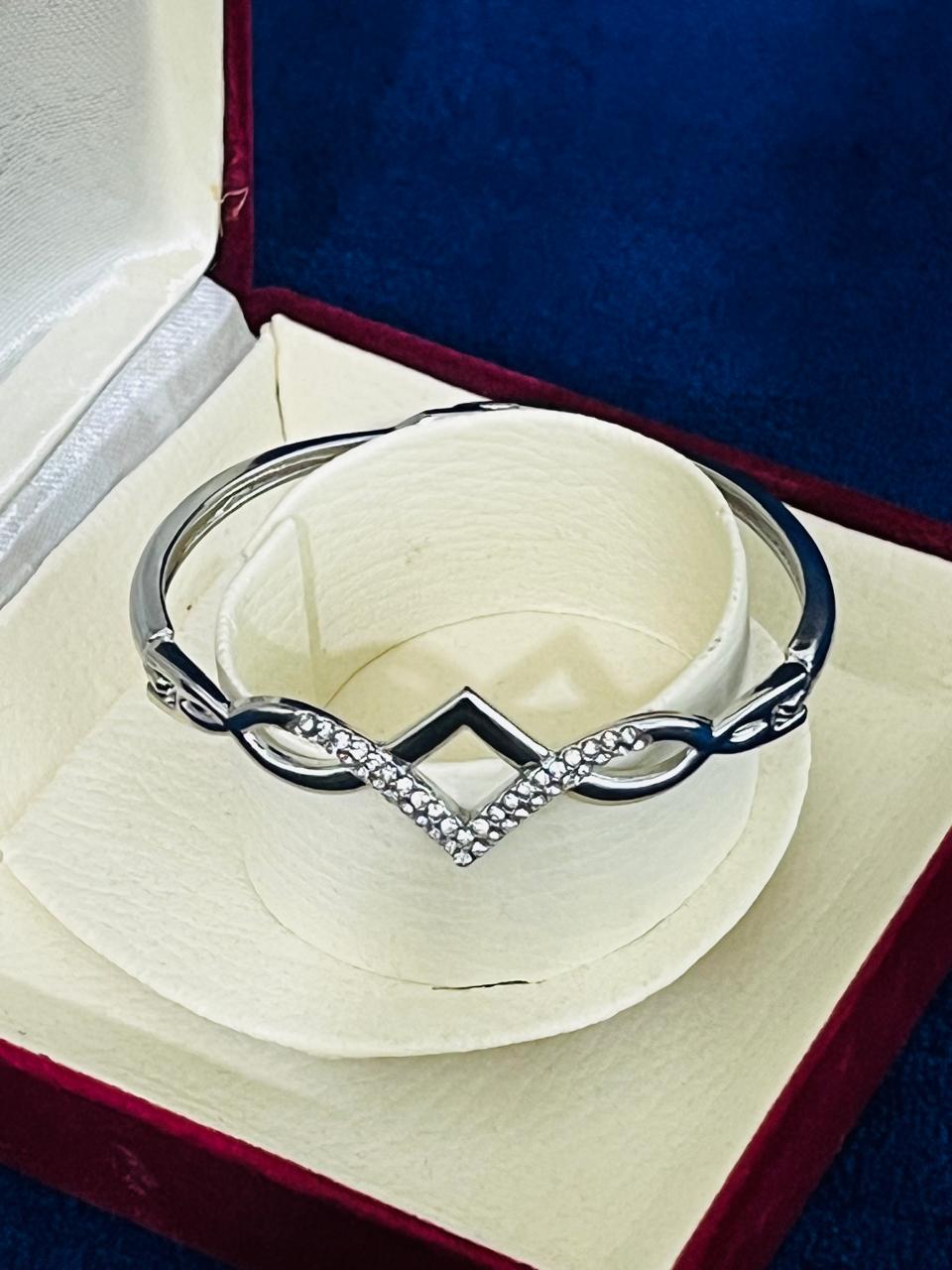 Crystal Geometric Silver Bracelet - Mahroosh Jewellery